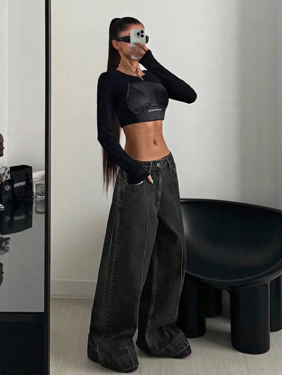 CZARNE SPODNIE JEANS