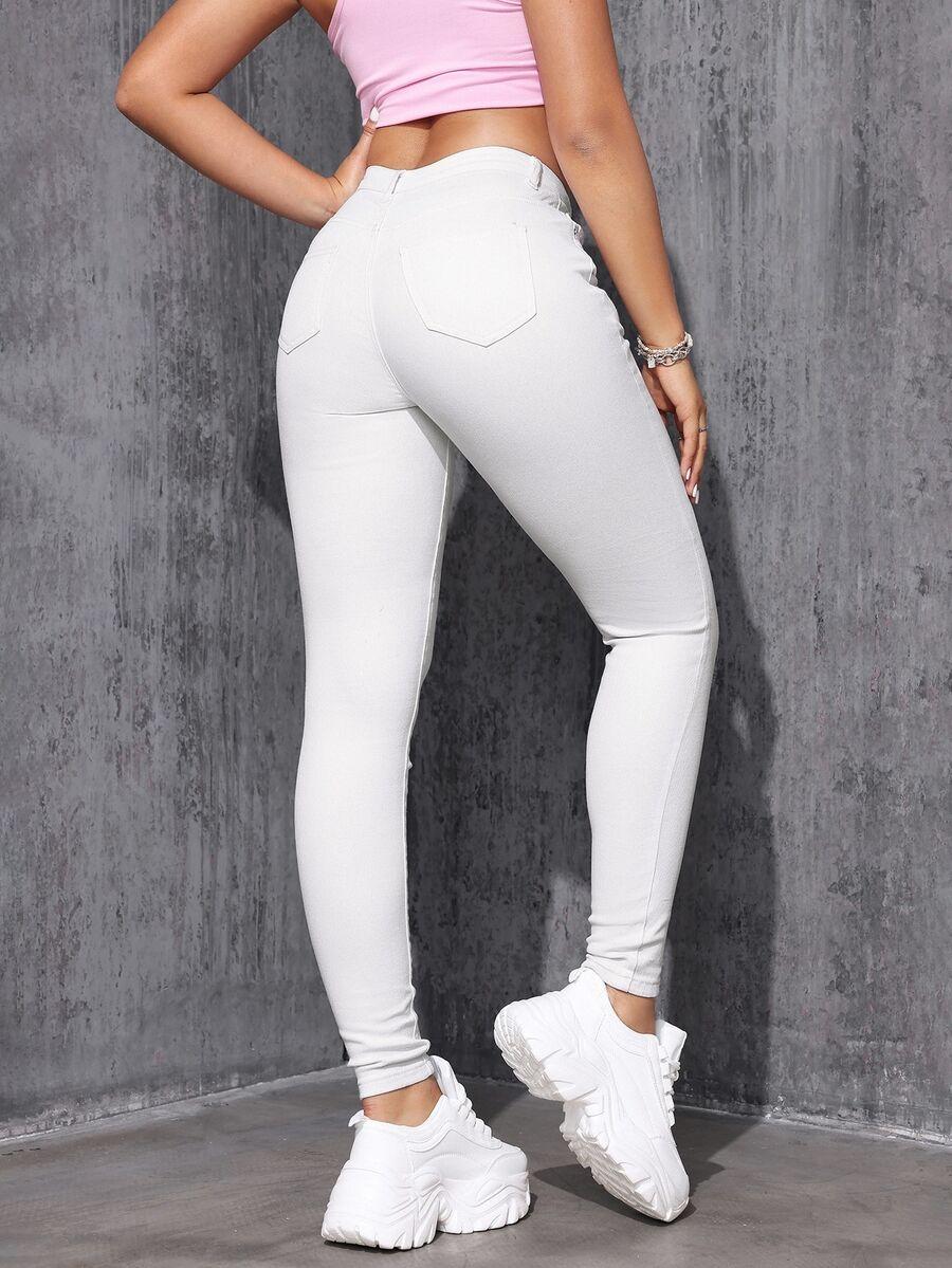 BIAŁE SPODNIE JEANS