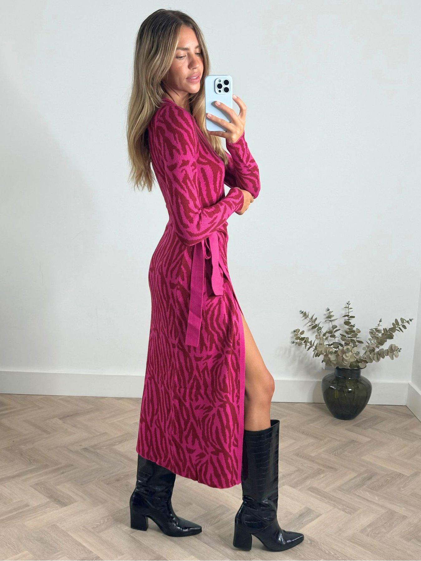 STYLECHEAT SUKIENKA DZIANINOWA Z DŁUGIM RĘKAWEM ANIMAL PRINT