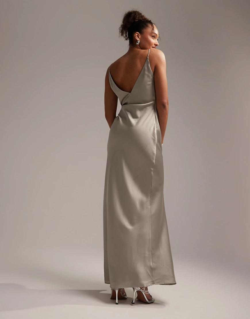 MAXI SATYNOWA SUKIENKA DRAPOWANIE ROZPOREK V NECK