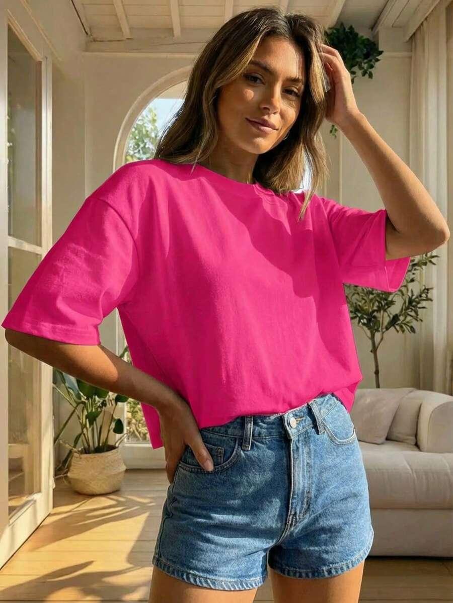 różowy t-shirt casual