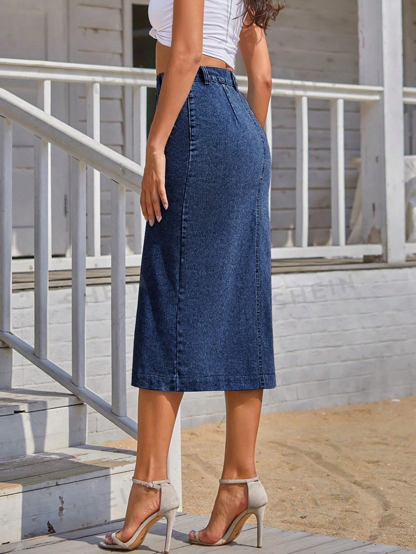 midi spódnica jeans 