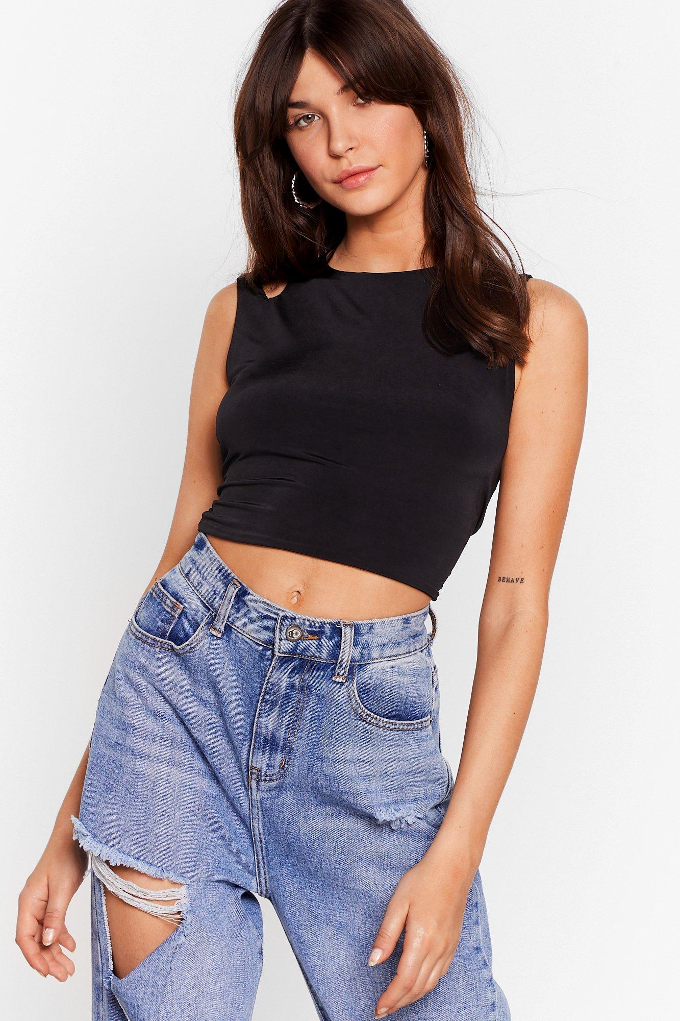 czarny top asymetria 