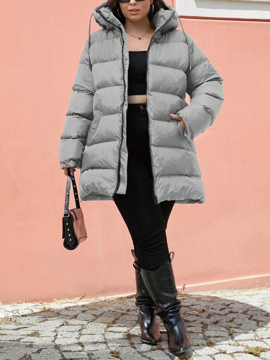 szara pikowana kurtka zamek
