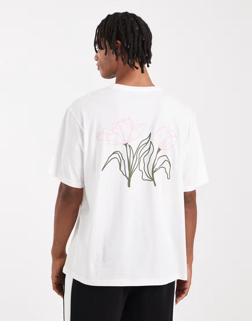BIAŁY T-SHIRT PRINT OKRĄGŁY DEKOLT