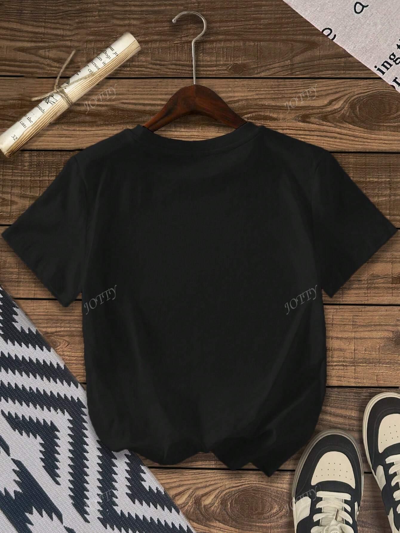 T-SHIRT Z NADRUKIEM CZARNY