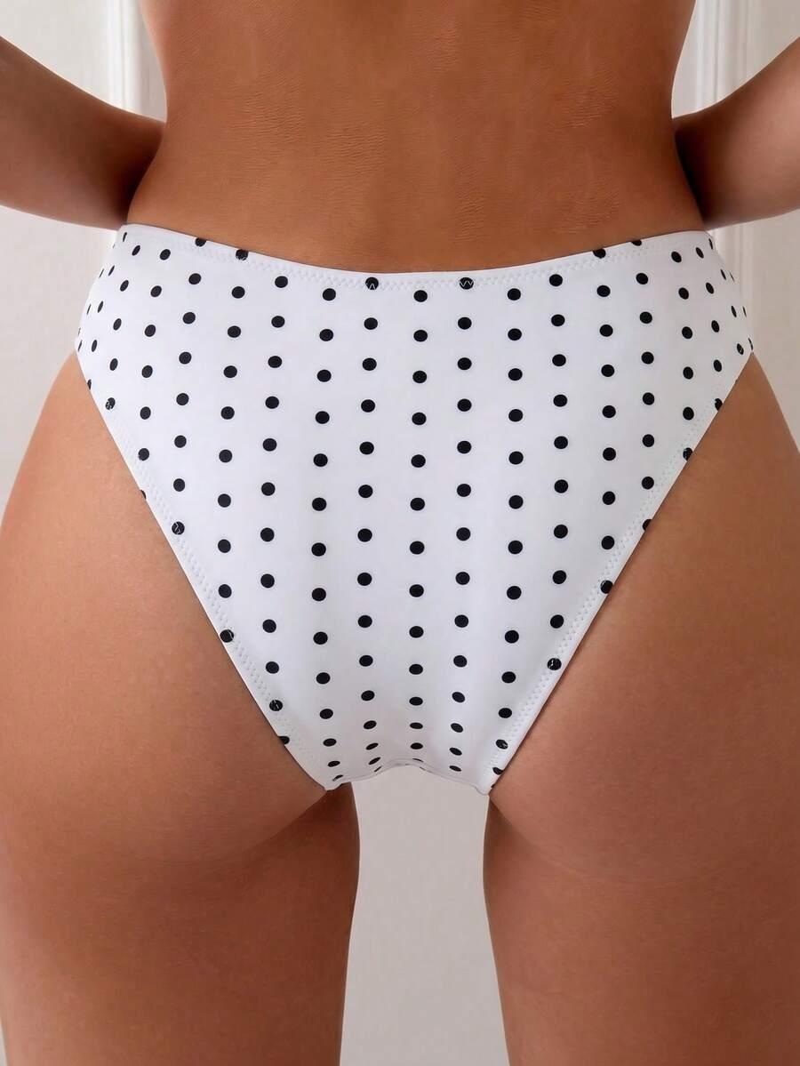 biały dół bikini wzór groszki