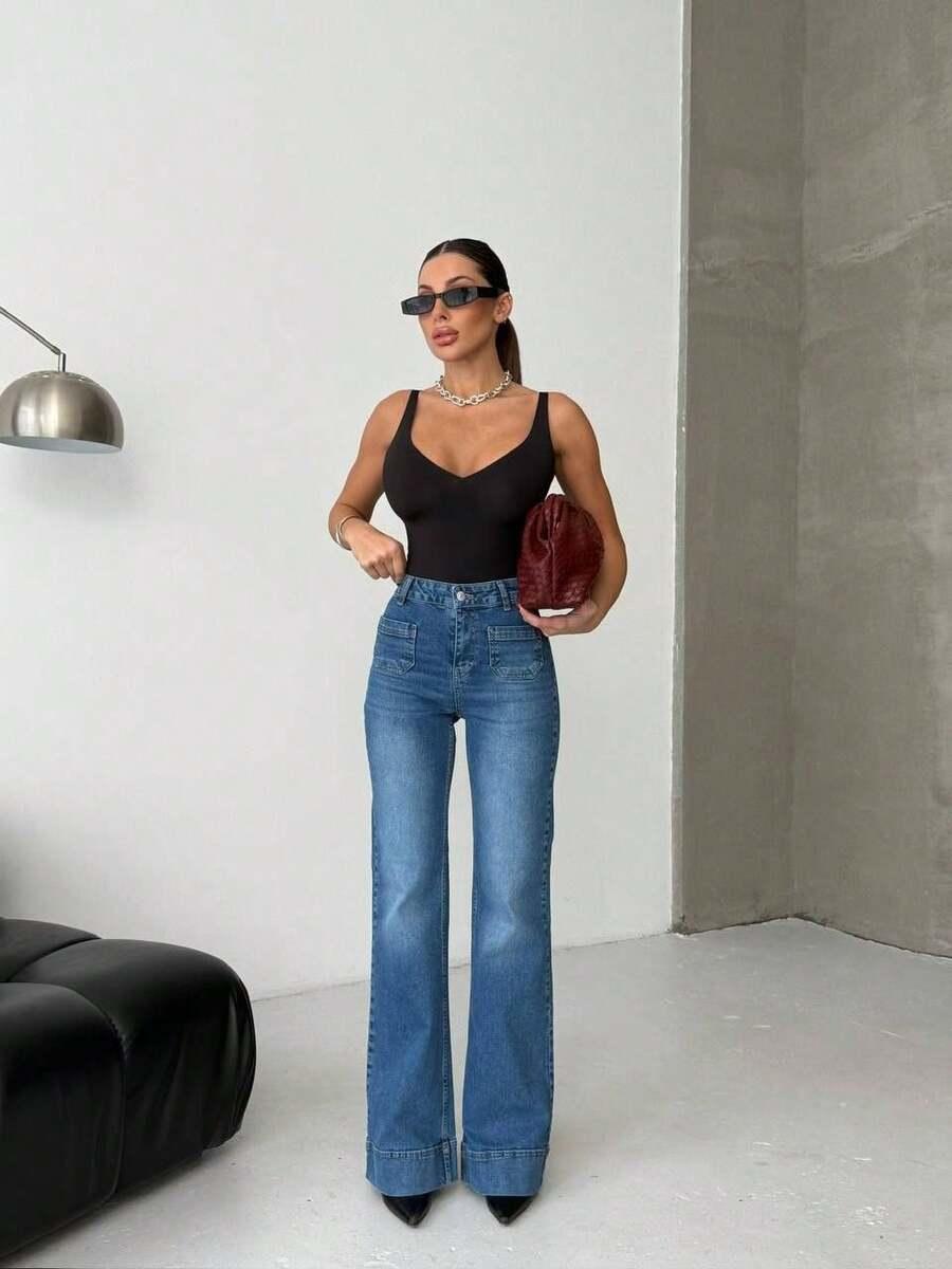 NIEBIESKIE SPODNIE JEANS kieszonki