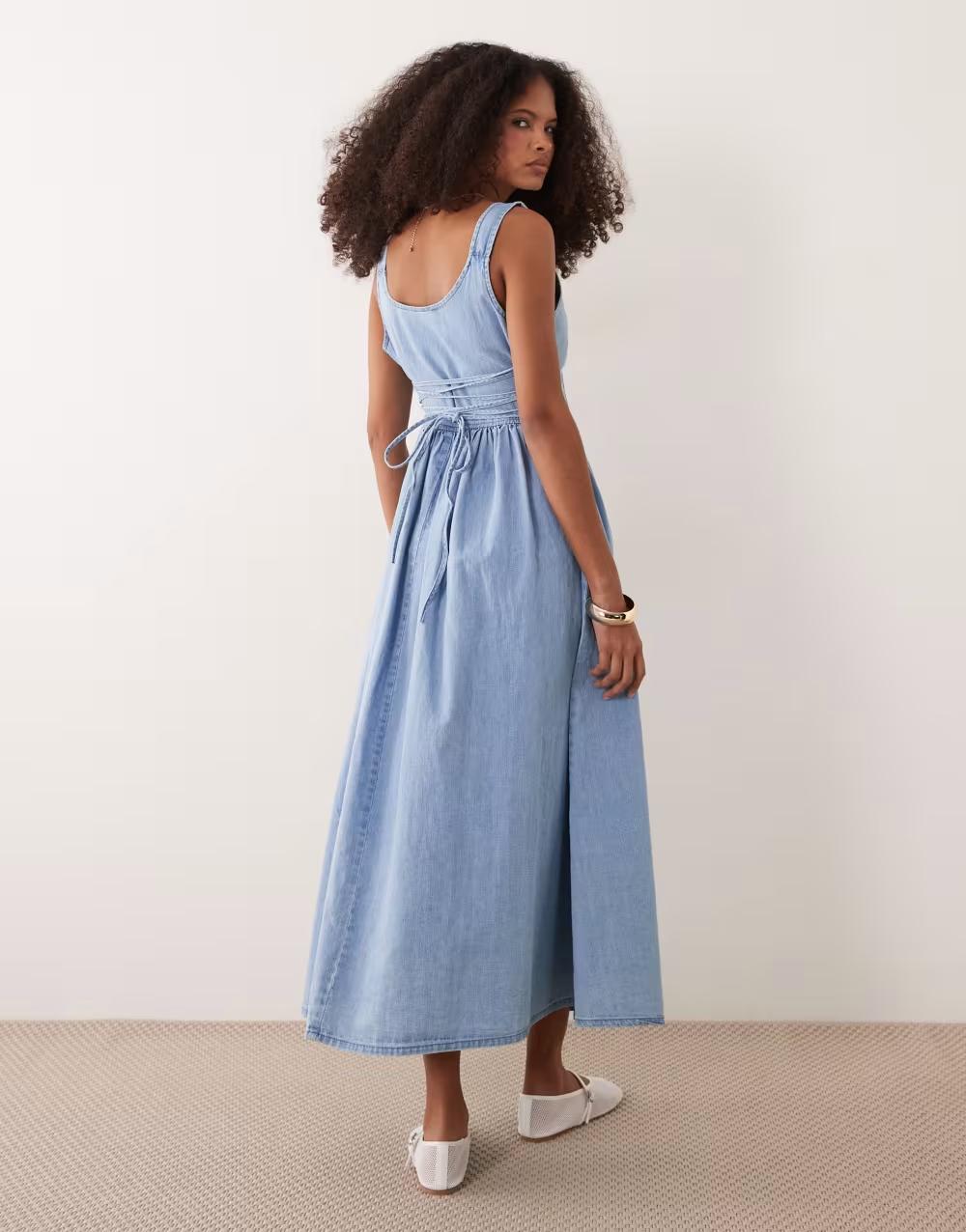 NIEBIESKA MIDI SUKIENKA JEANS