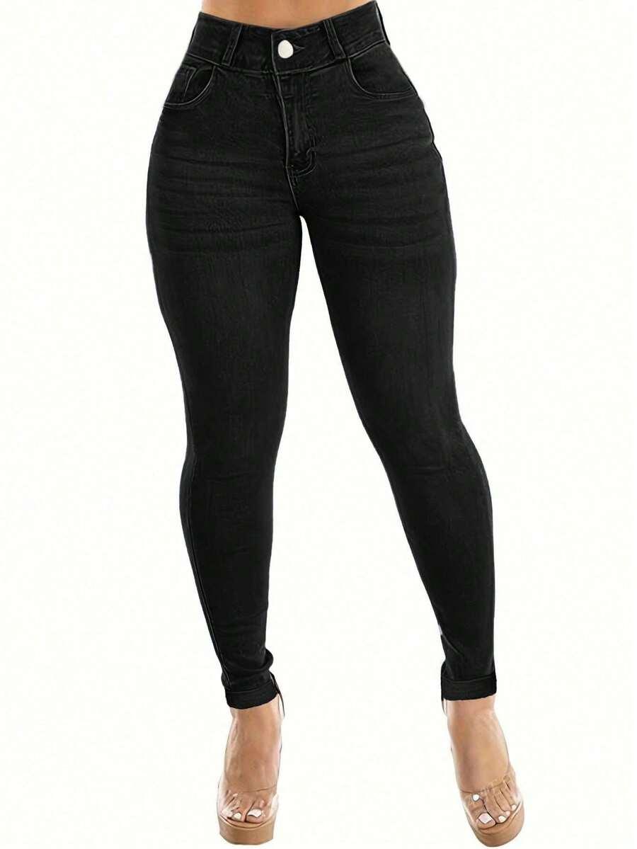 CZARNE SPODNIE JEANS