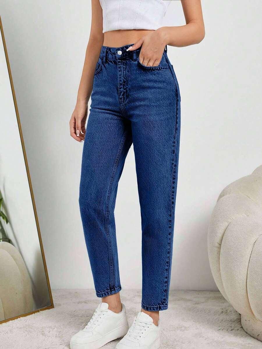 NIEBIESKIE SPODNIE MOM JEANS