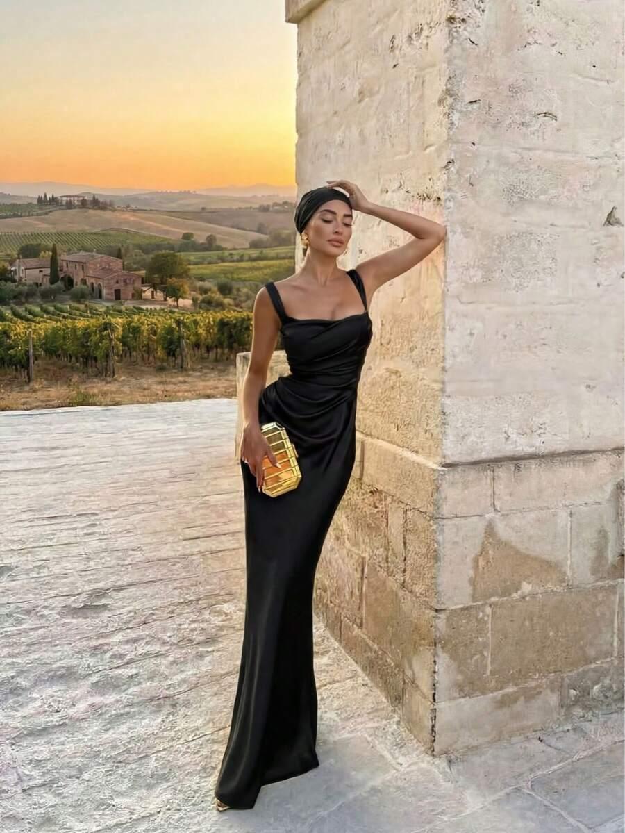 CZARNA MAXI SUKIENKA 