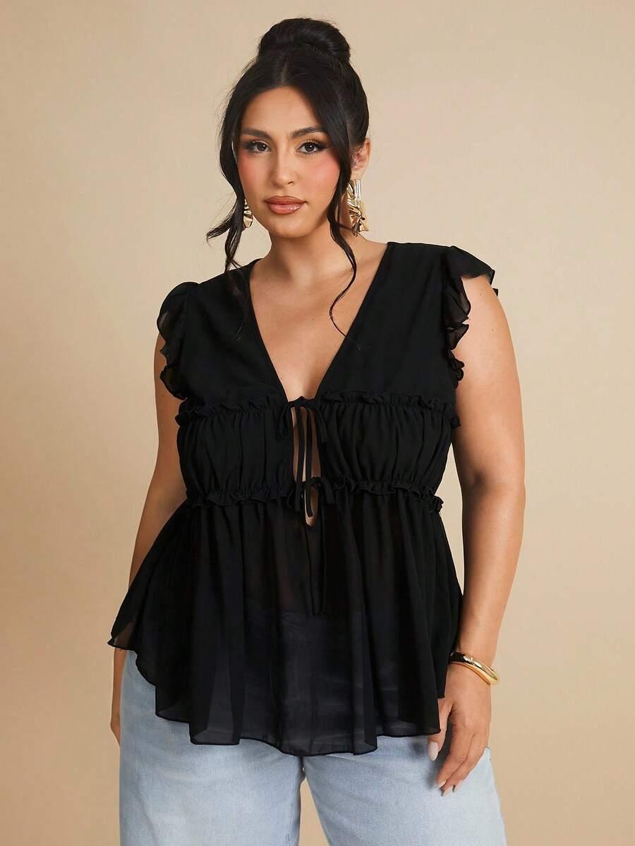 czarna bluzka v-neck
