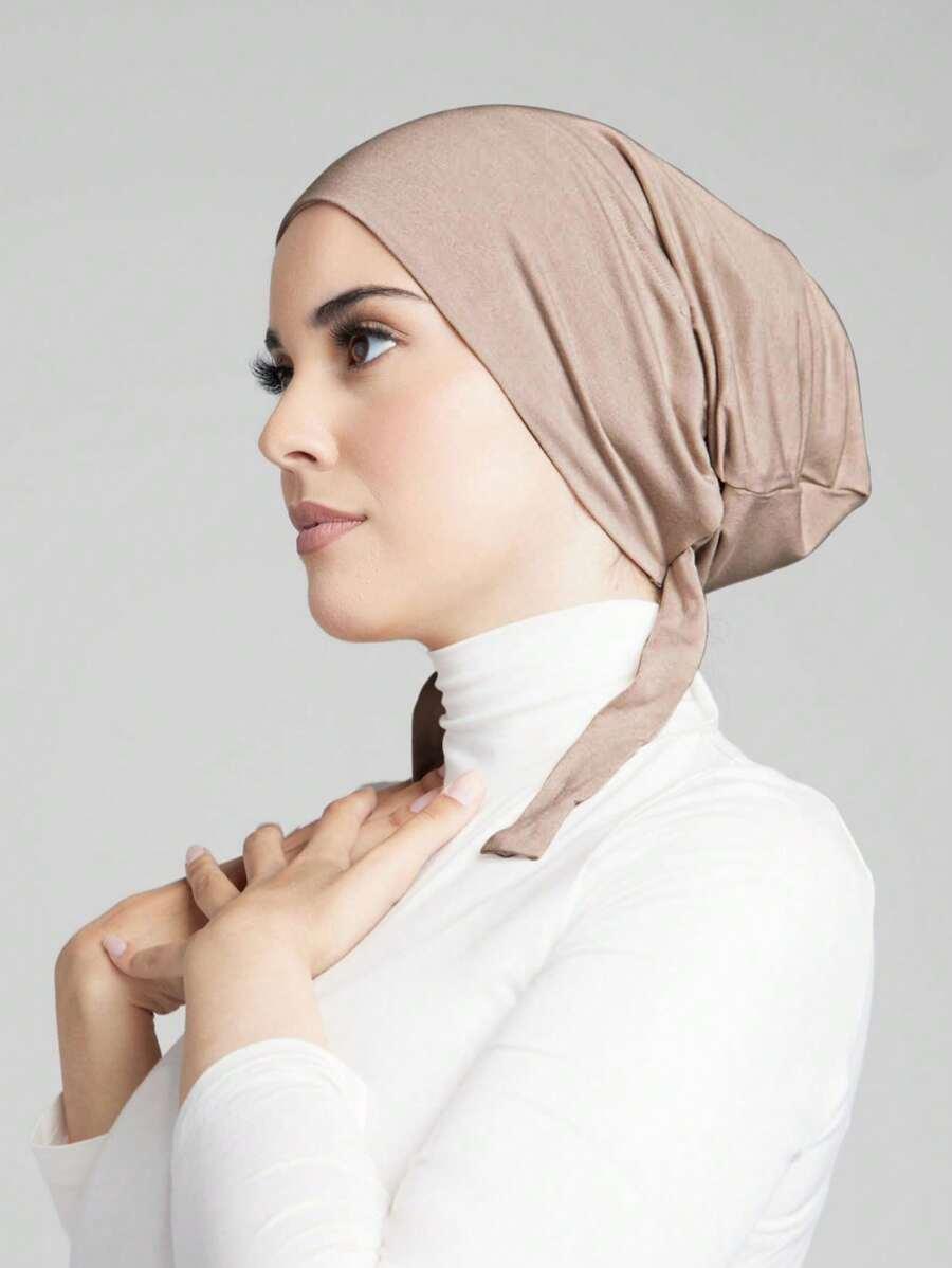 beżowy turban na głowę