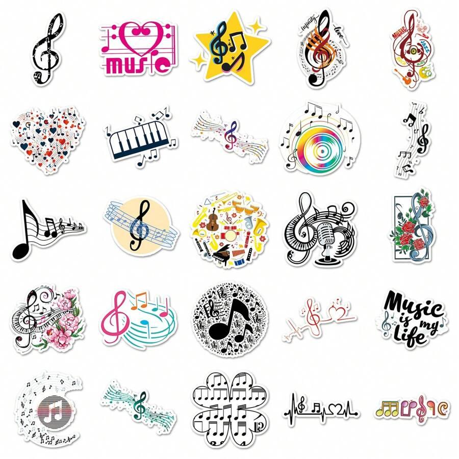 naklejki z symbolami muzycznymi 50-pack