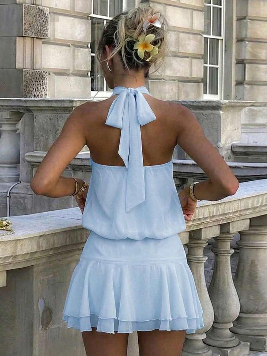 NIEBIESKA MINI SUKIENKA