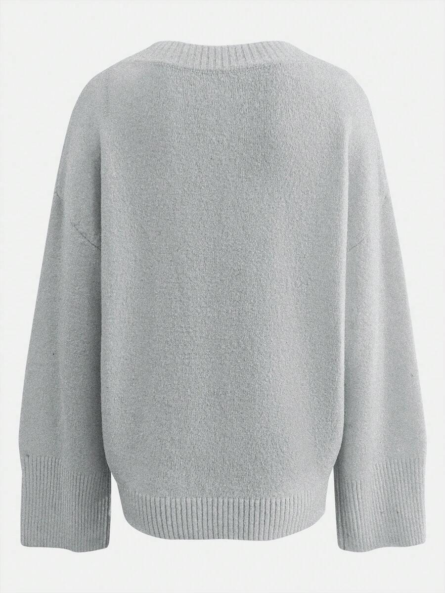 SZARY SWETER V NECK