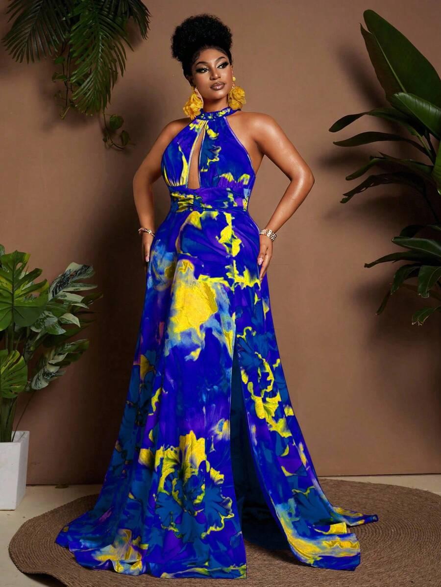 ELEGANCKA MAXI SUKIENKA Z STÓJKĄ 