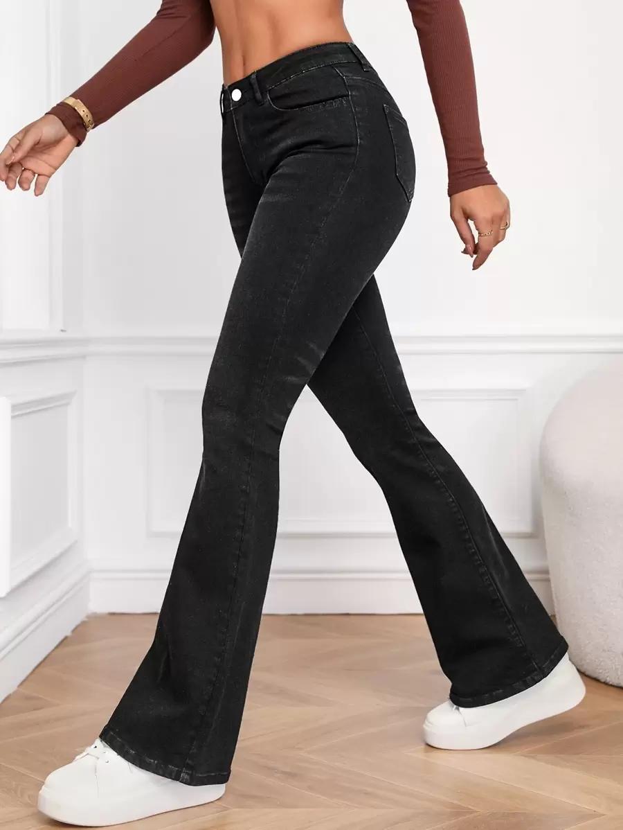 CZARNE SPODNIE JEANS DZWONY