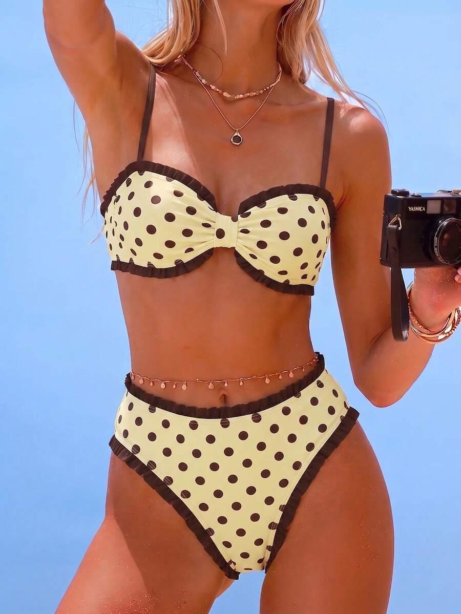 DWUCZĘŚCIOWE BIKINI DAMSKIE W GROSZKI