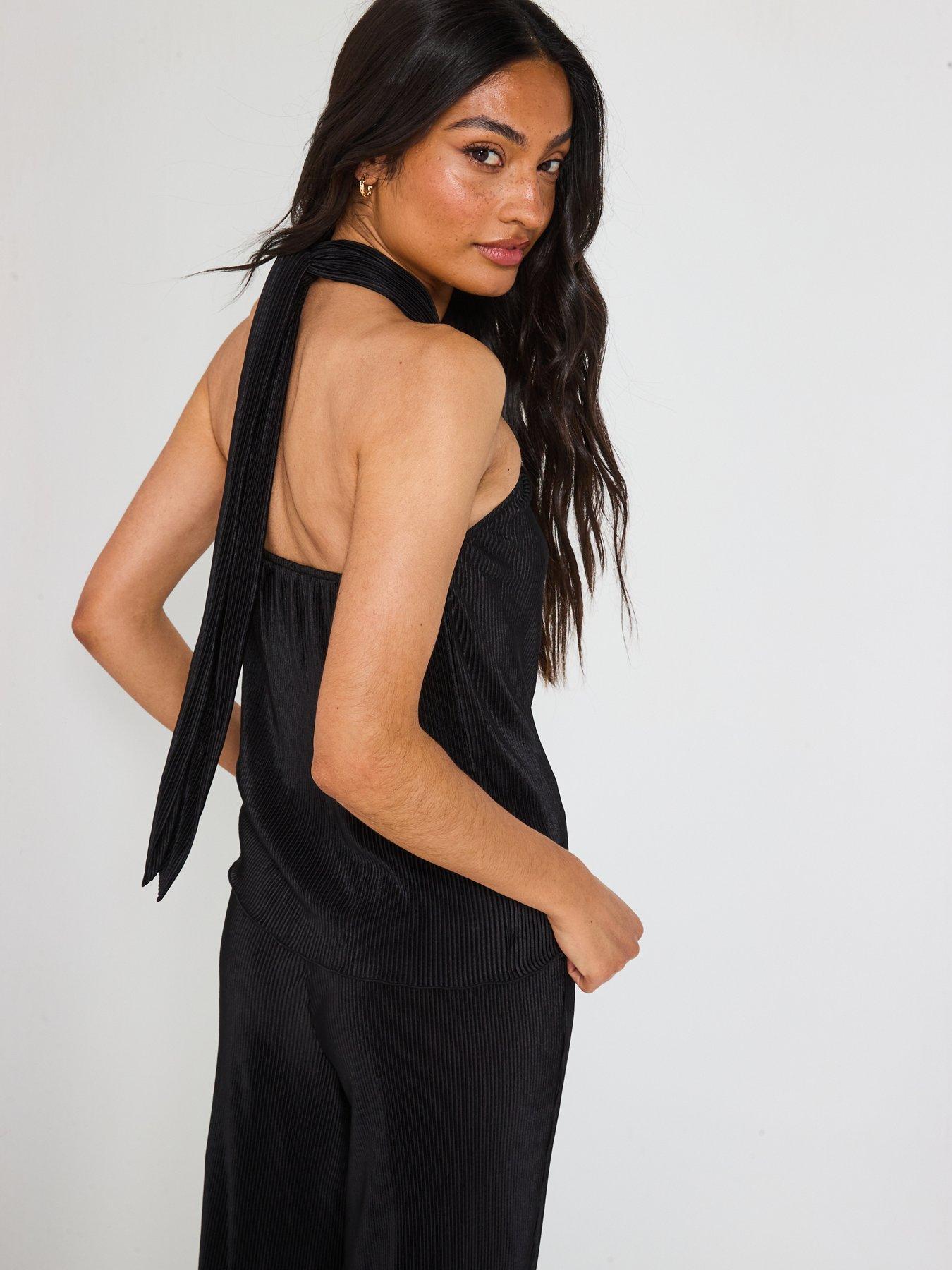 V BY VERY TOP TYPU HALTER PLISOWANY 
