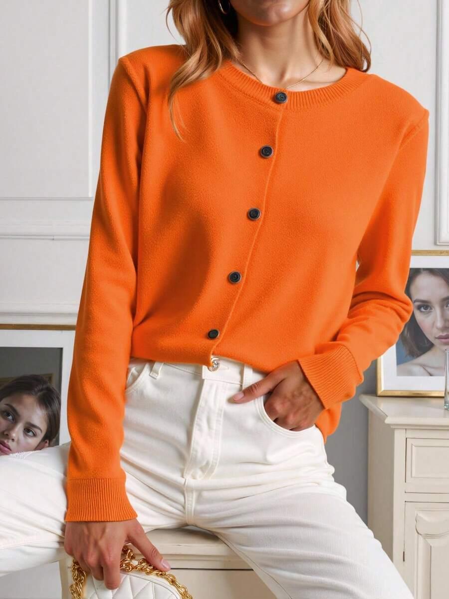POMARAŃCZOWY sweter guziki 