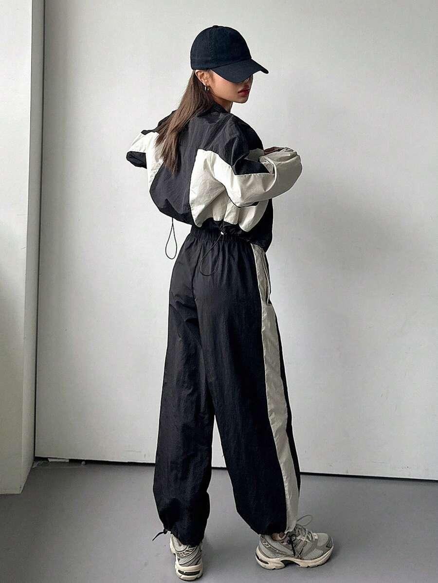 KOMPLET BLUZA SPODNIE KONTRAST