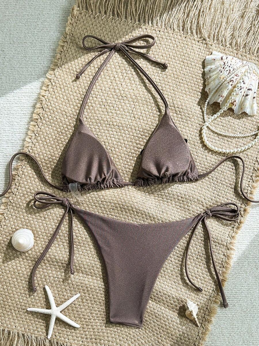 KOMPLET BIKINI WIĄZANY ZE ZDOBIENIEM