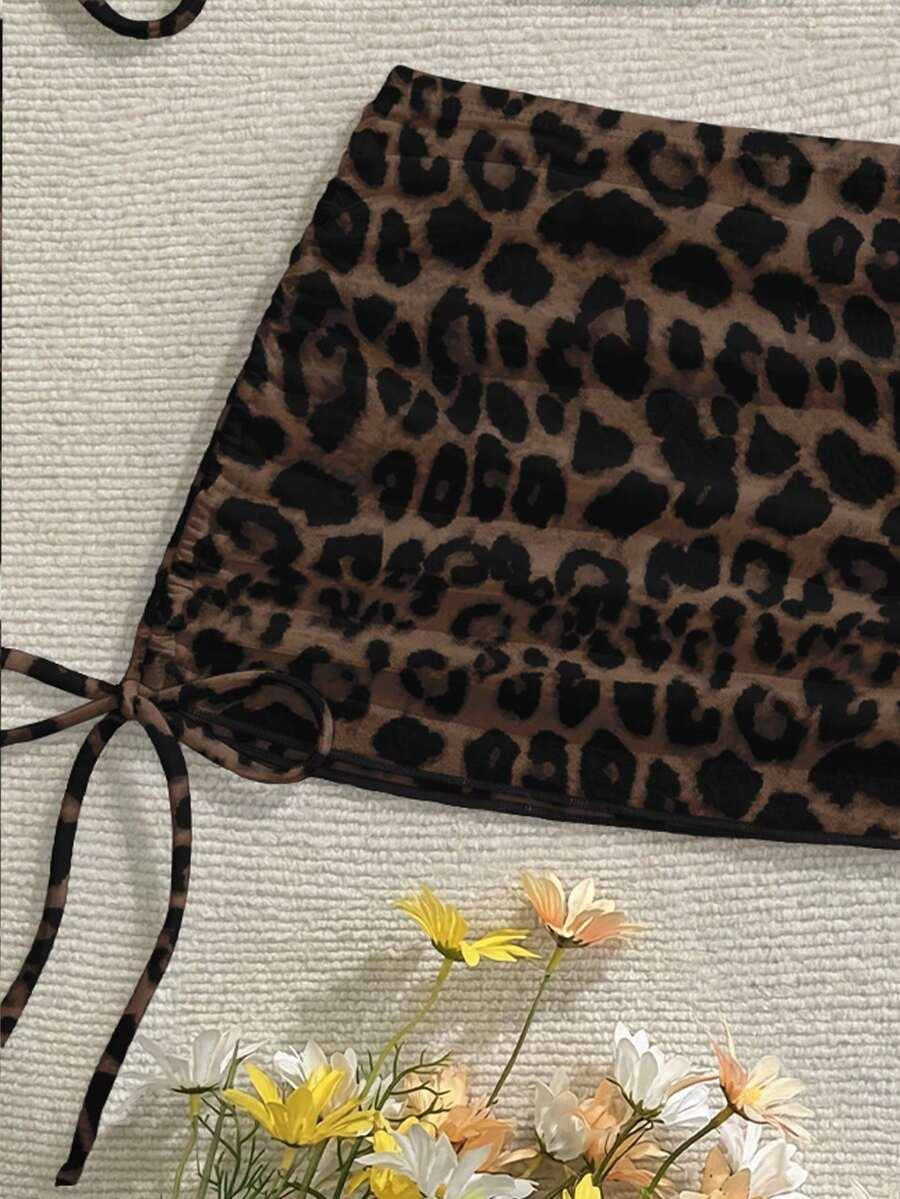 DWUCZĘŚCIOWY STRÓJ KĄPIELOWY NARZUTKA NA BIODRA ANIMAL PRINT