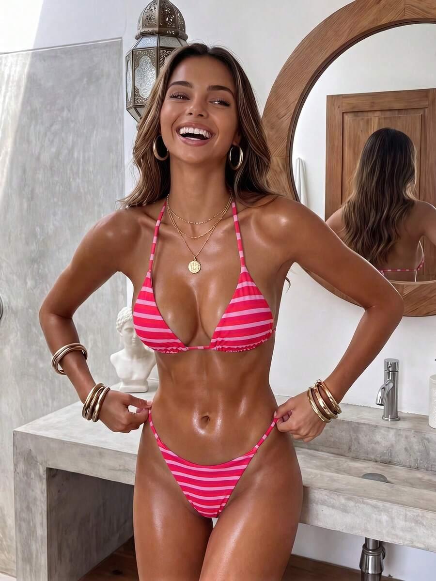 DWUCZĘŚCIOWE BIKINI DAMSKIE W PASKI