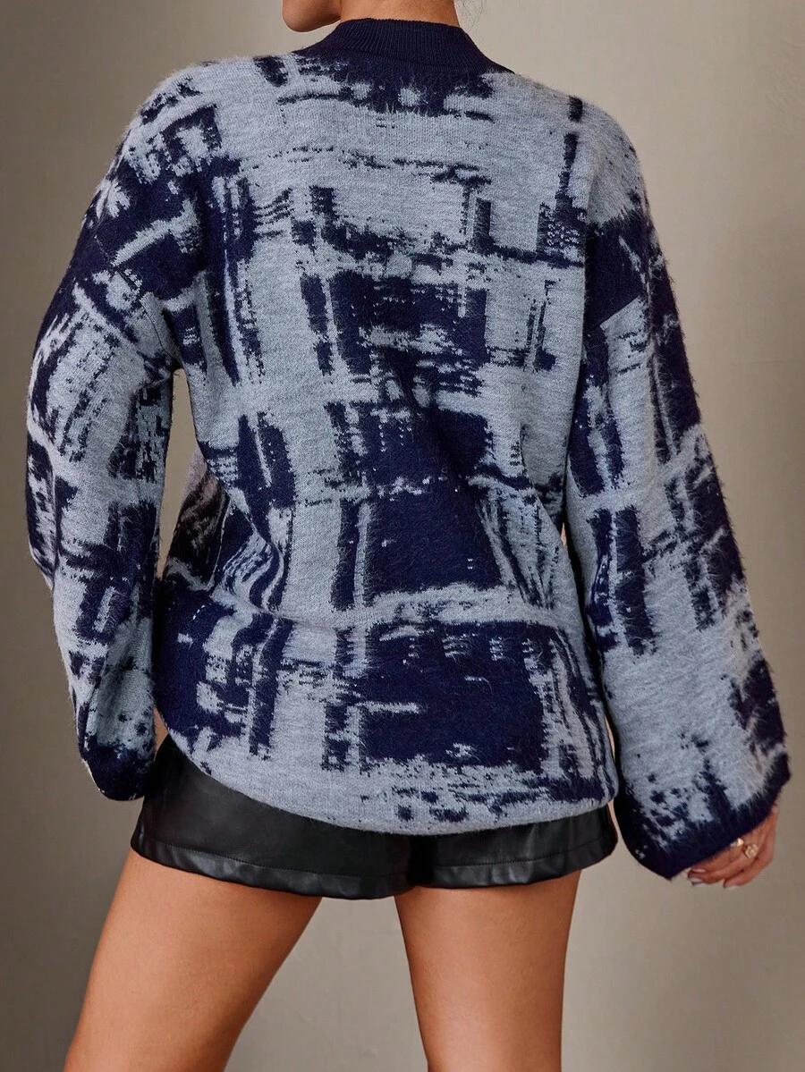 sweter wzór stójka oversize