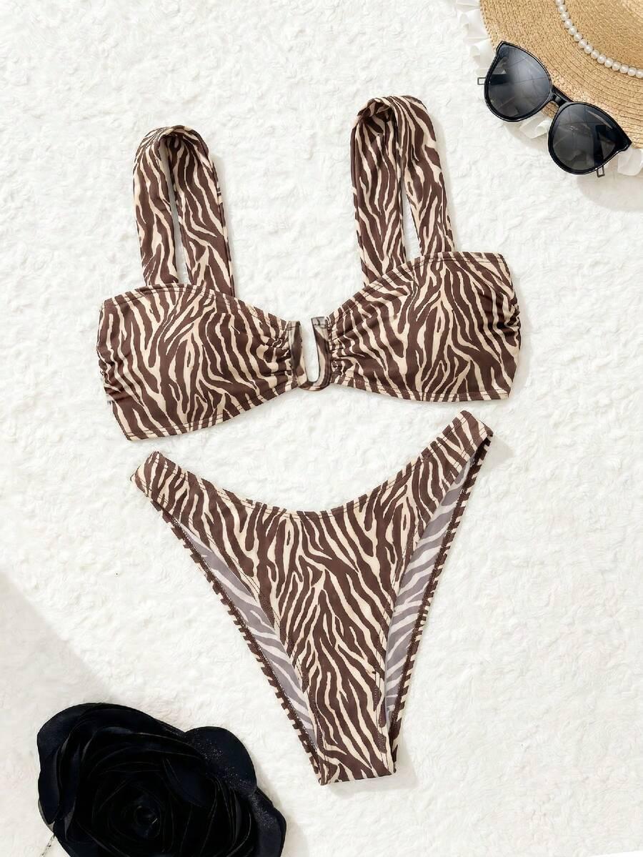 dwuczęściowy strój kąpielowy komplet animal print