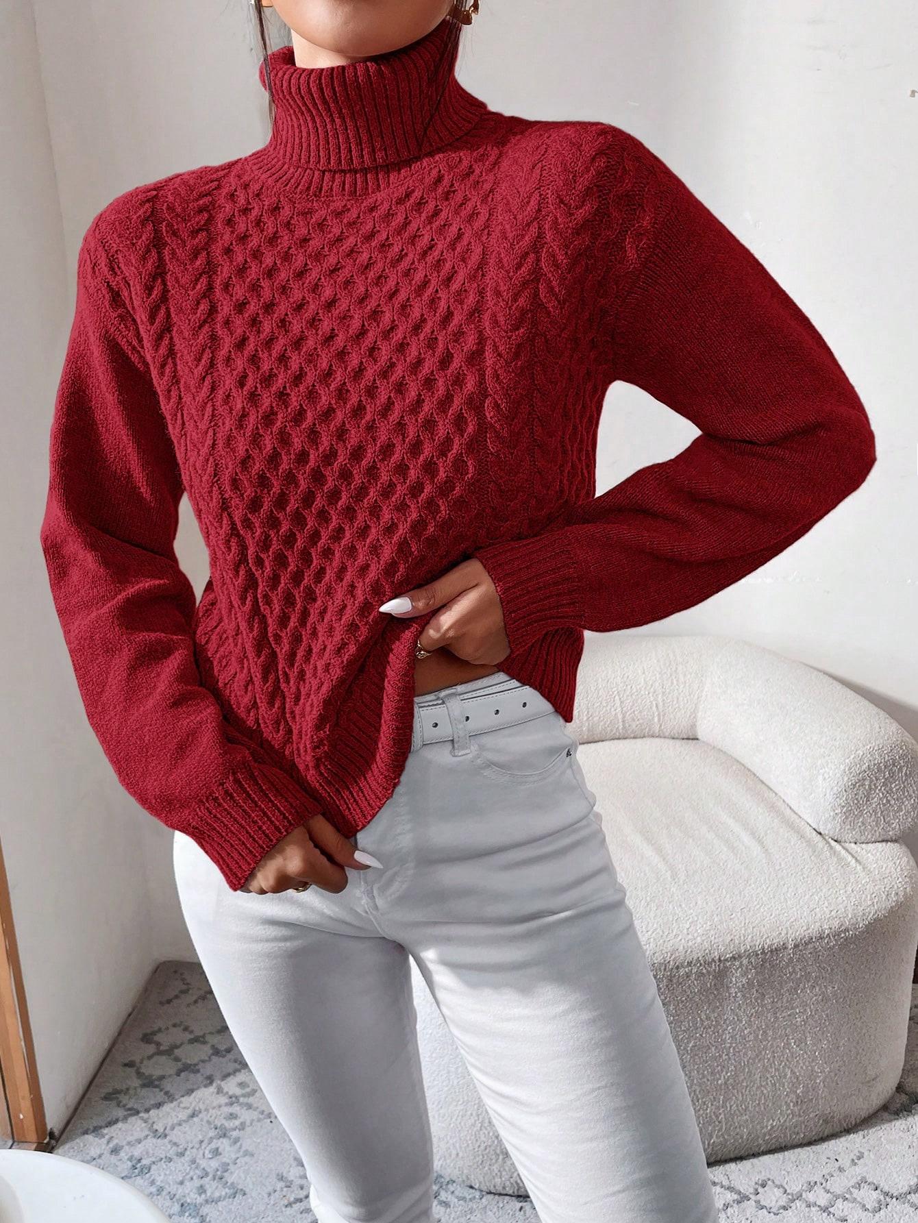 czerwony sweter z golfem tekstura