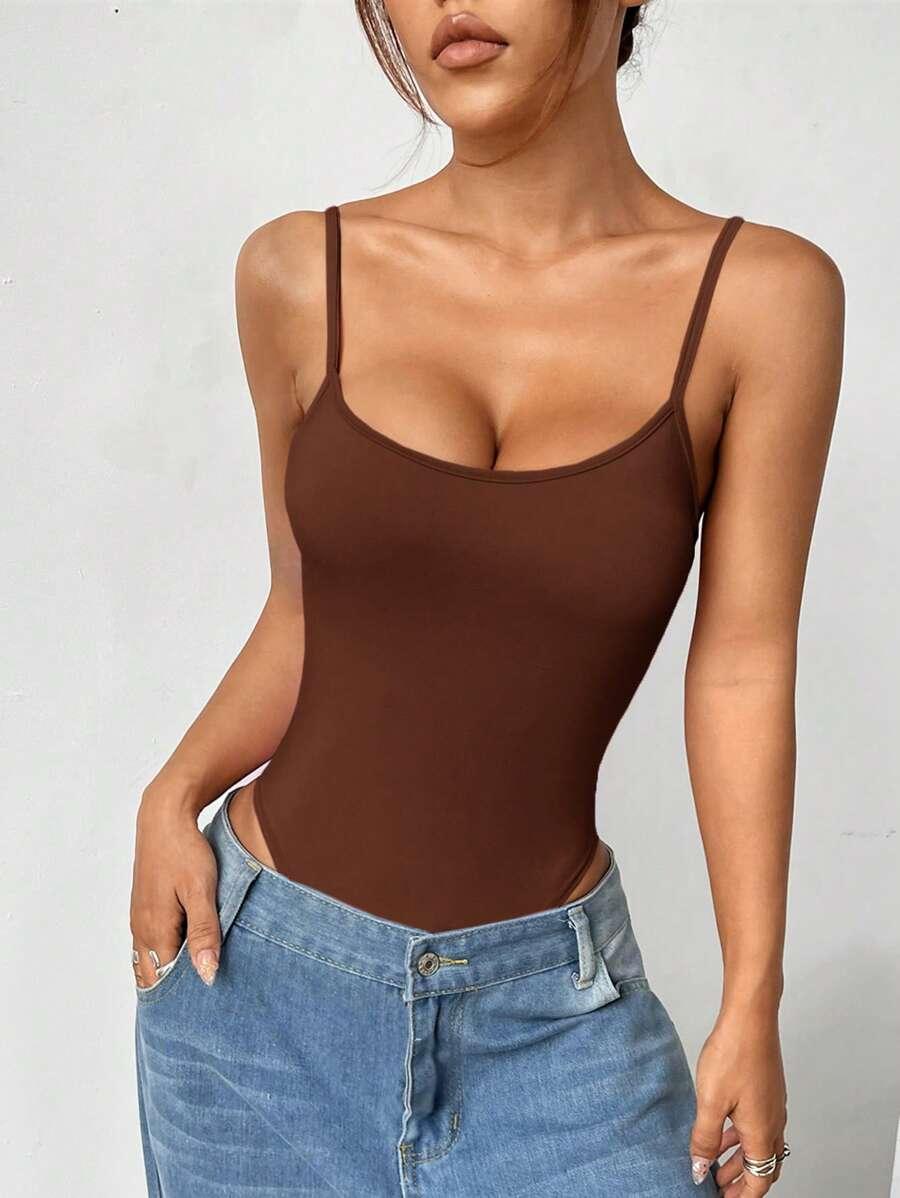 brązowe body na ramiączkach