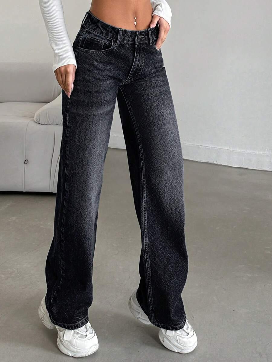 CZARNE SPODNIE JEANS 