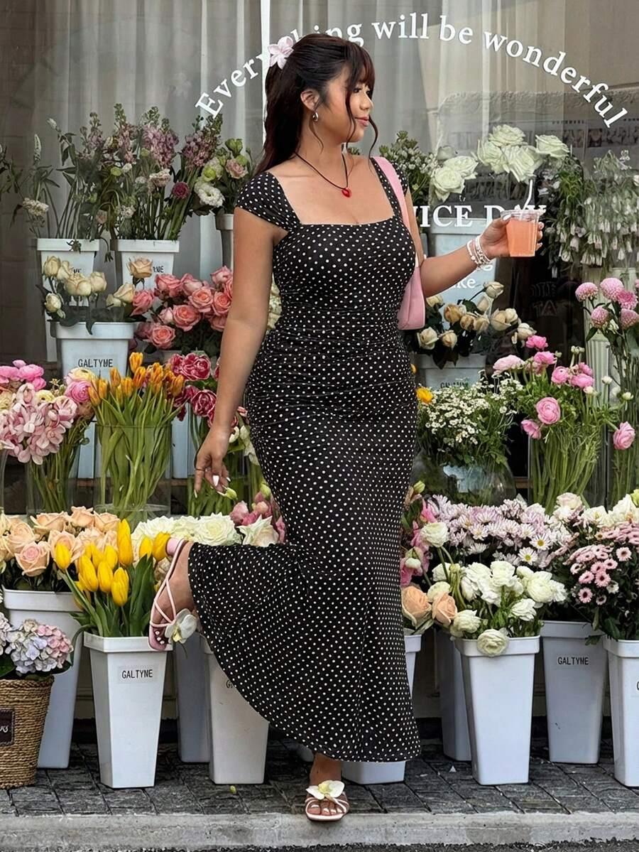 sukienka maxi w groszki