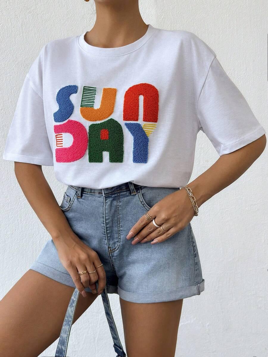 BIAŁY t-shirt okrągły dekolt