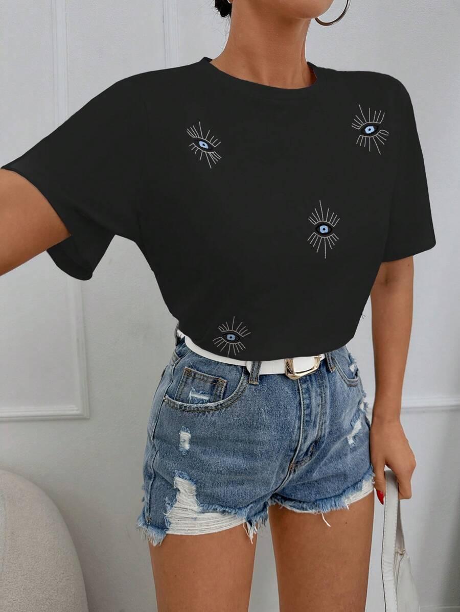 CZARNY T-SHIRT PRINT