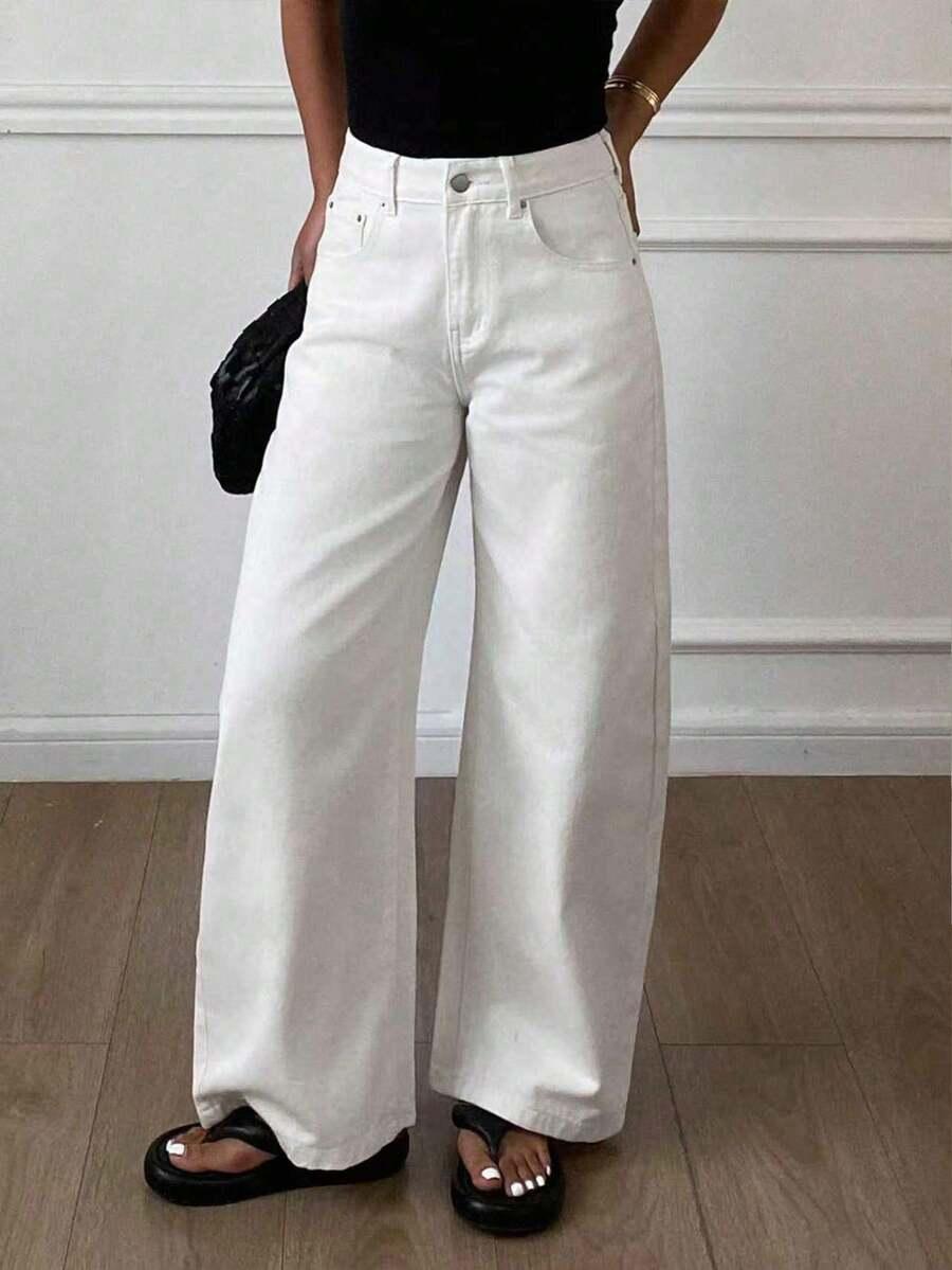 BIAŁE SPODNIE JEANS