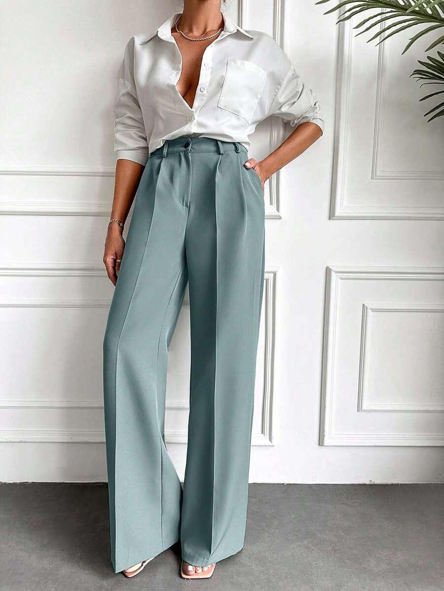 ZIELONE ELEGANCKIE SPODNIE 