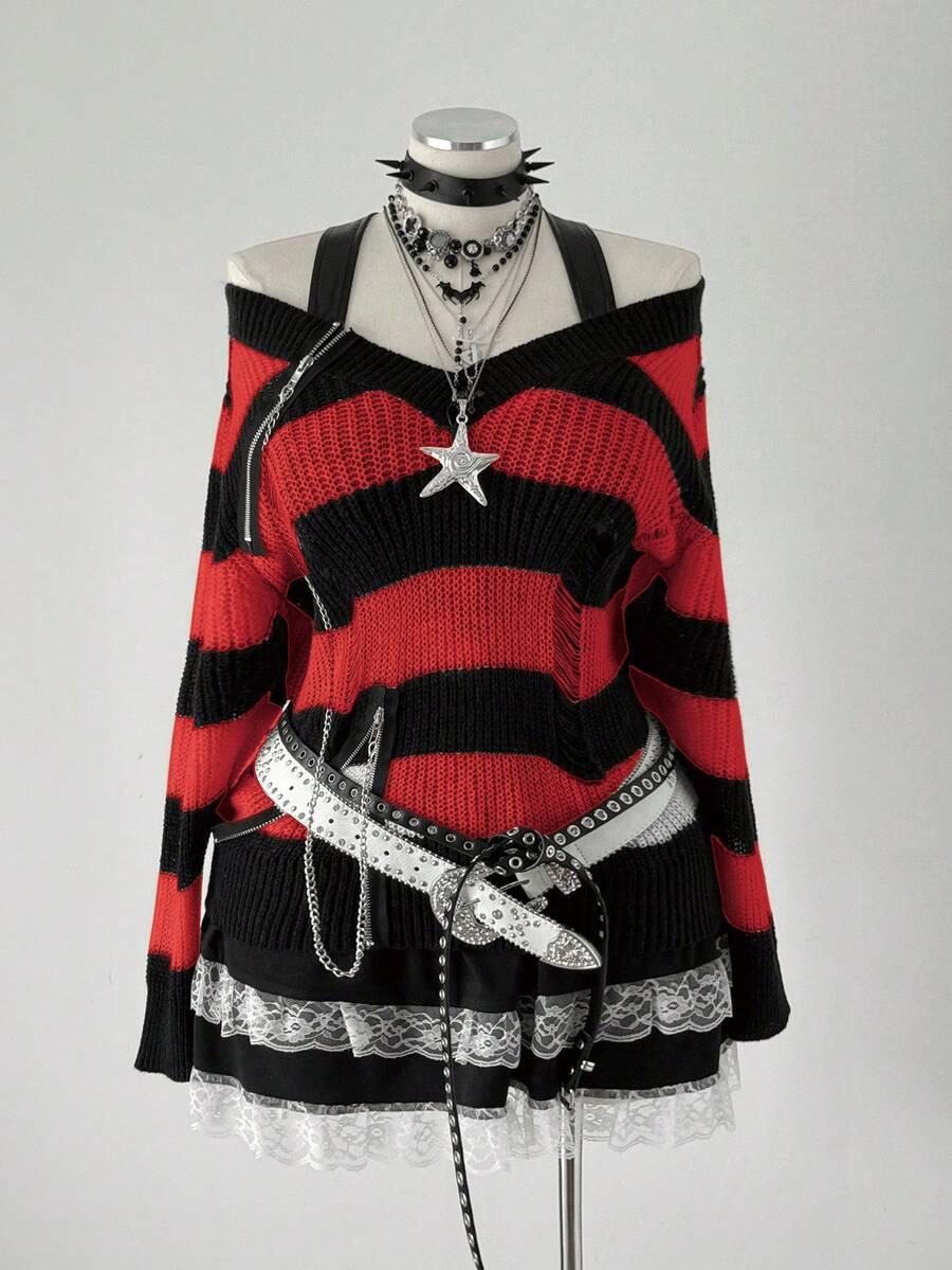 SWETER W PASKI KONTRAST