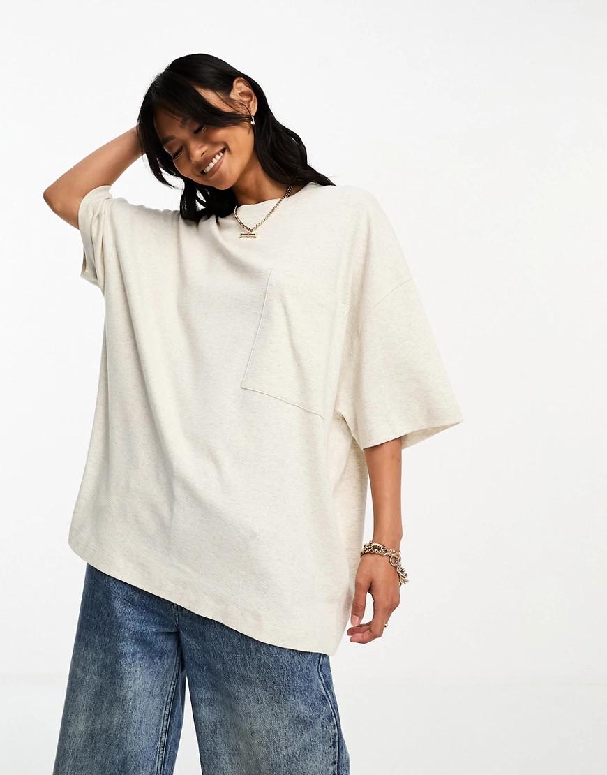 oversize koszulka t-shirt ecru melanż bawełna