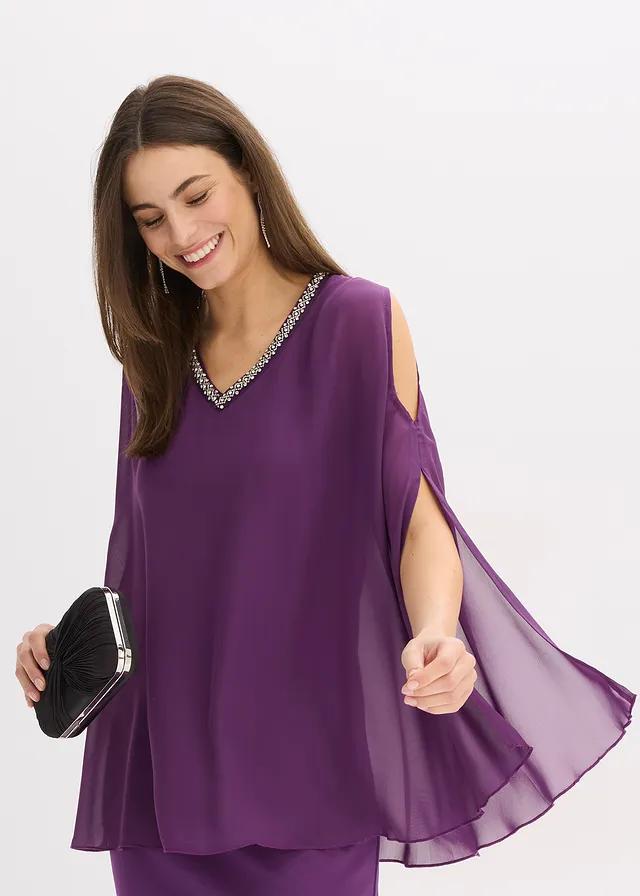 fioletowa mini sukienka v-neck