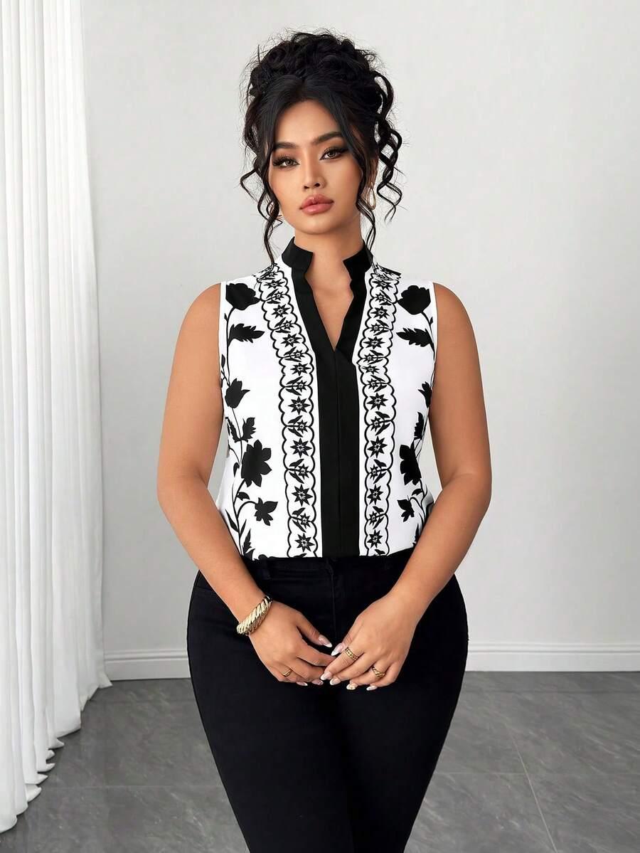 bluzka wzór v-neck
