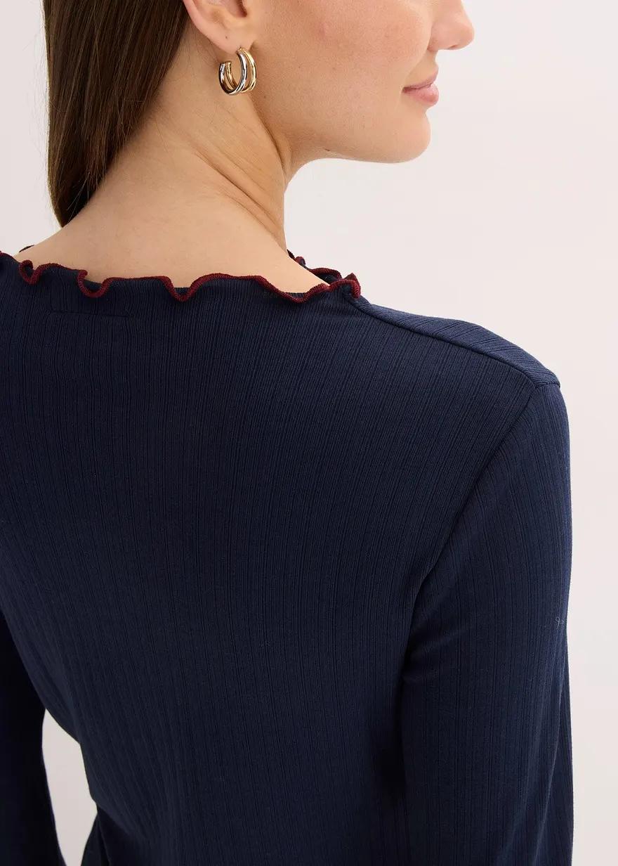 PRĄŻKOWANA KOSZULKA Z DŁUGIM RĘKAWEM