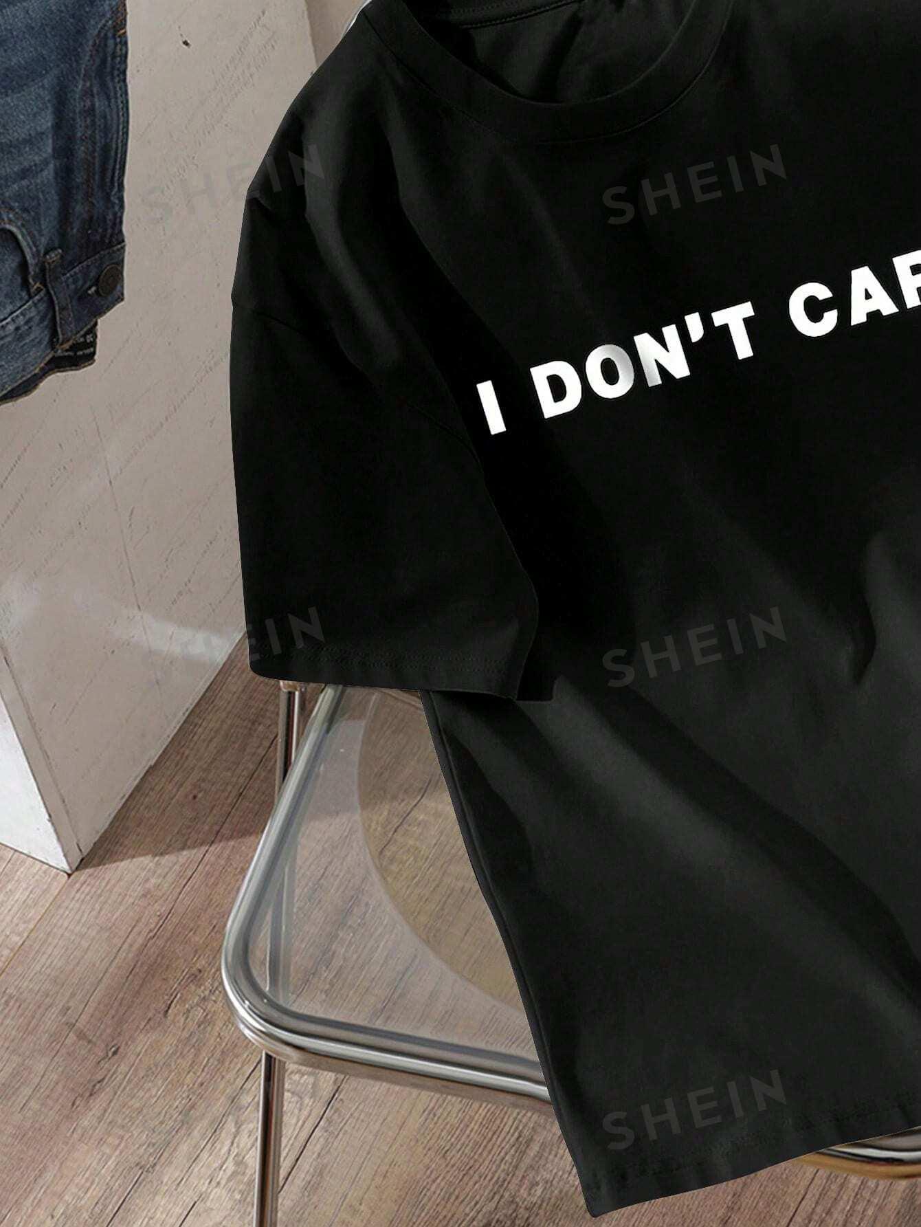 czarny t-shirt napis I don't care