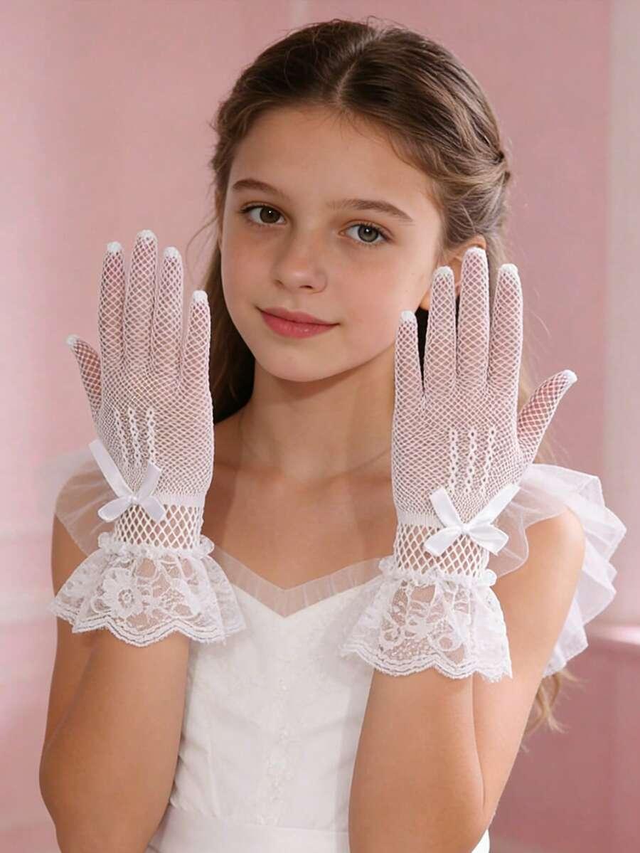 białe rękawiczki koronka 