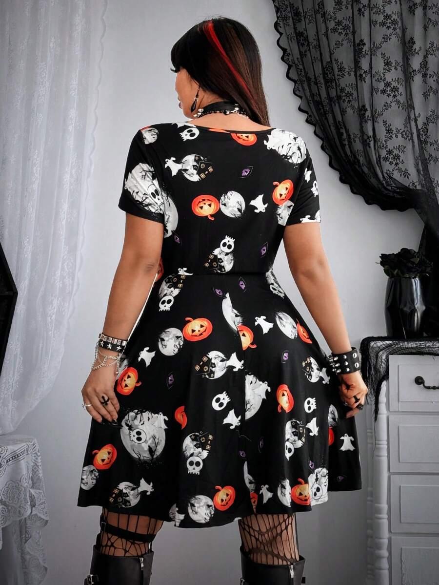 SUKIENKA ROZKLOSZOWANA Z MOTYWEM HALLOWEEN