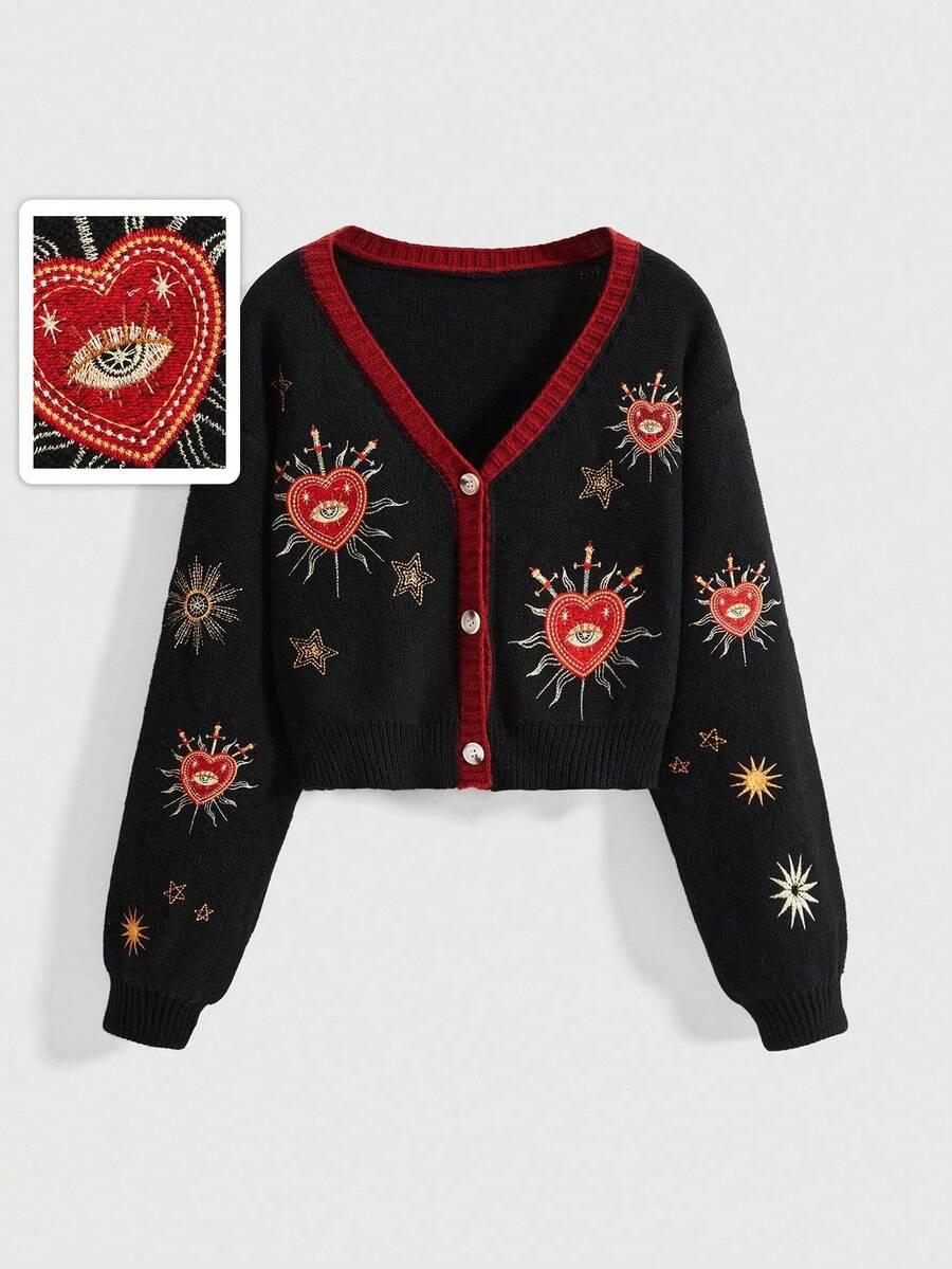 rozpinany sweter haft