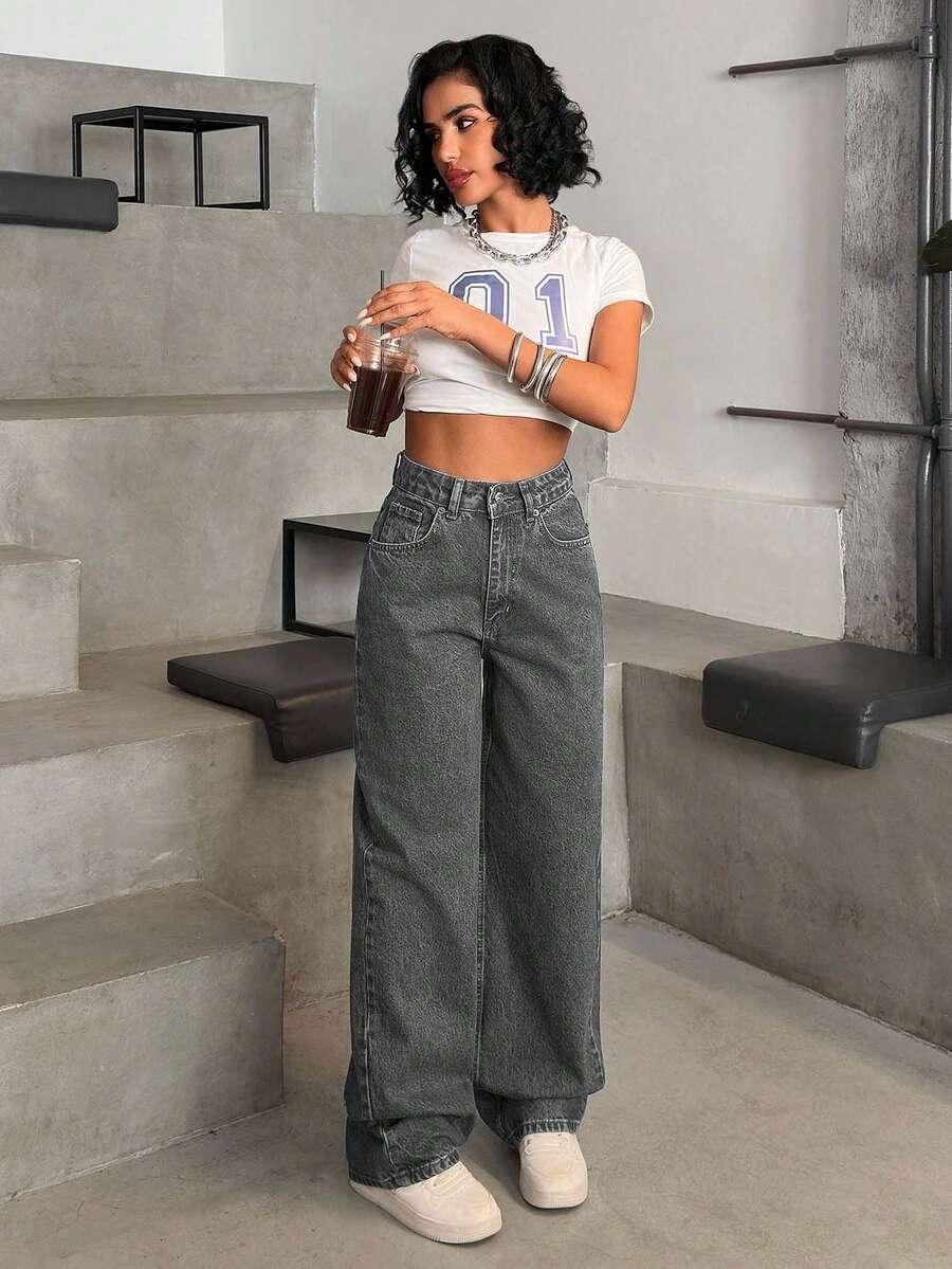 SZARE SPODNIE JEANS